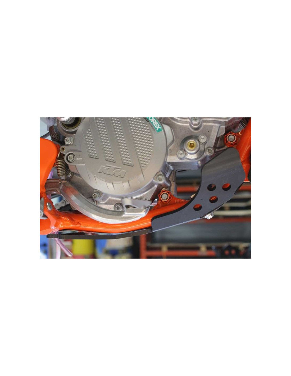 Right side of the black HDPE plastic skid plate for KTM - Husqvarna - GasGas 85SX / TC / MC