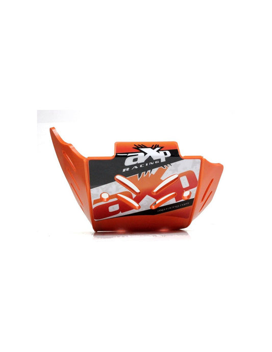 Vue de face du sabot orange en plastique PEHD 6mm pour KTM 250EXCF - 350EXCF