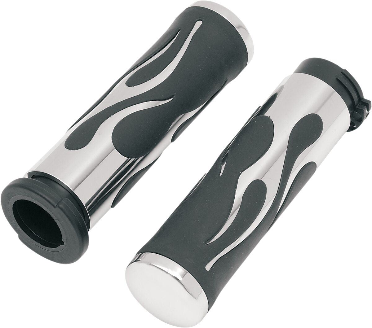 Drag Specialties GRIPS FLAME CHROME/RUBBER 17-0571DB