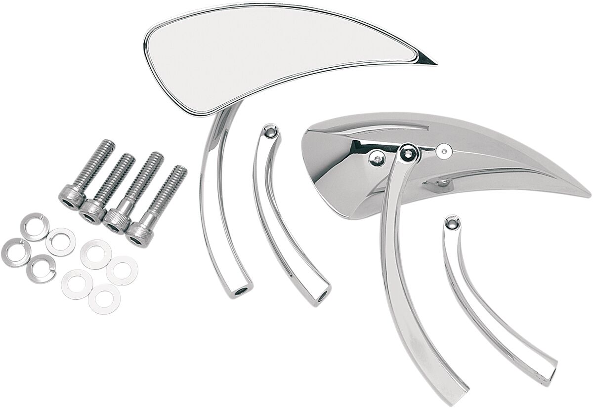 Drag Specialties MIRROR KIT TEARDROP W/ 2 STEMS CHROME 76301