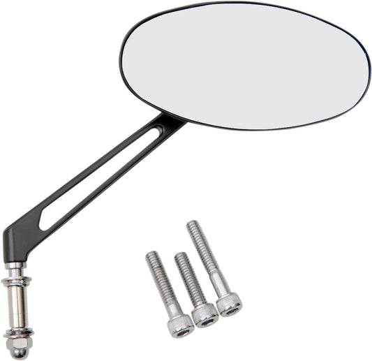 Drag Specialties MIRROR NESS STEALTH II OVAL W/ 6" STEM BLUE REFLECTOR BLACK 06400288SC-3N