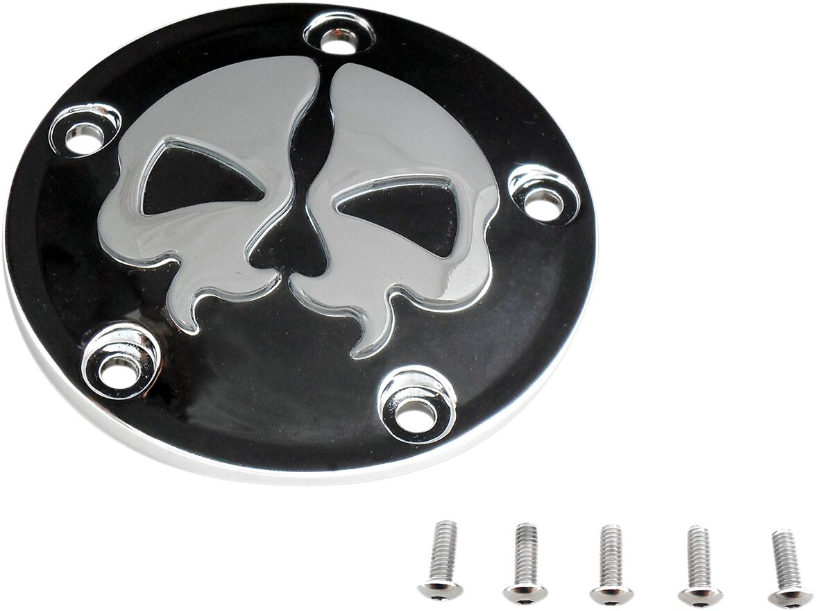 Drag Specialties COVER POINTS 5-HOLE SPLIT SKULL BLACK 78040B