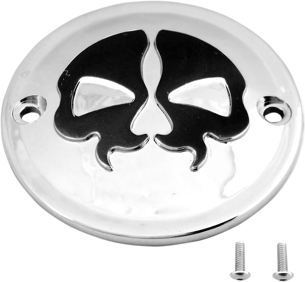 Drag Specialties COVER POINTS 2-HOLE SPLIT SKULL CHROME 78041