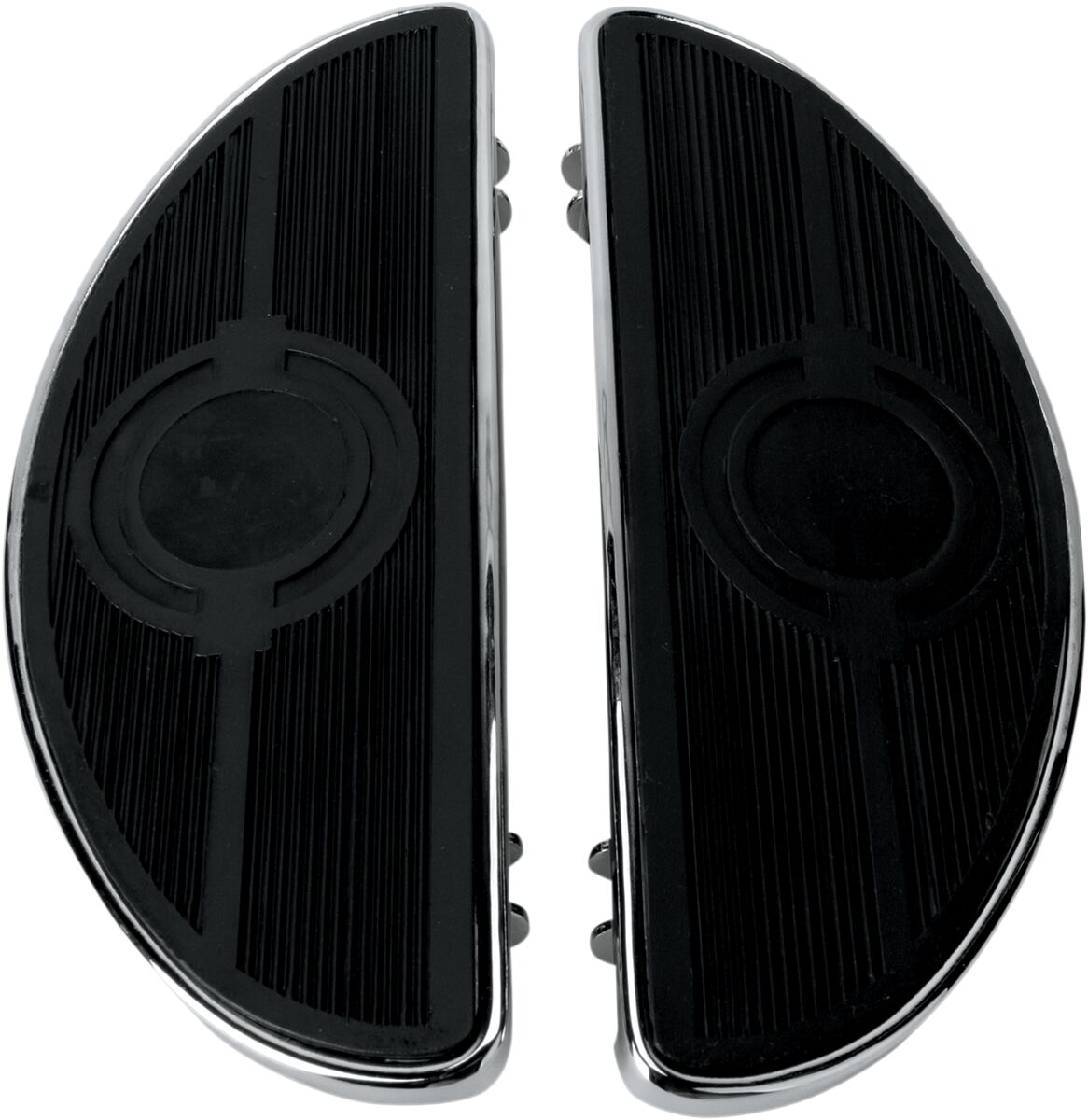 Drag Specialties HALF-MOON FLOORBOARDS W/O VIBRATION INSERTS CHROME 17-0418L