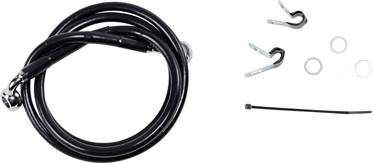 Drag Specialties FRONT BRAKE LINE BLACK VINYL COATED STAINLESS STEEL 640210-BLK