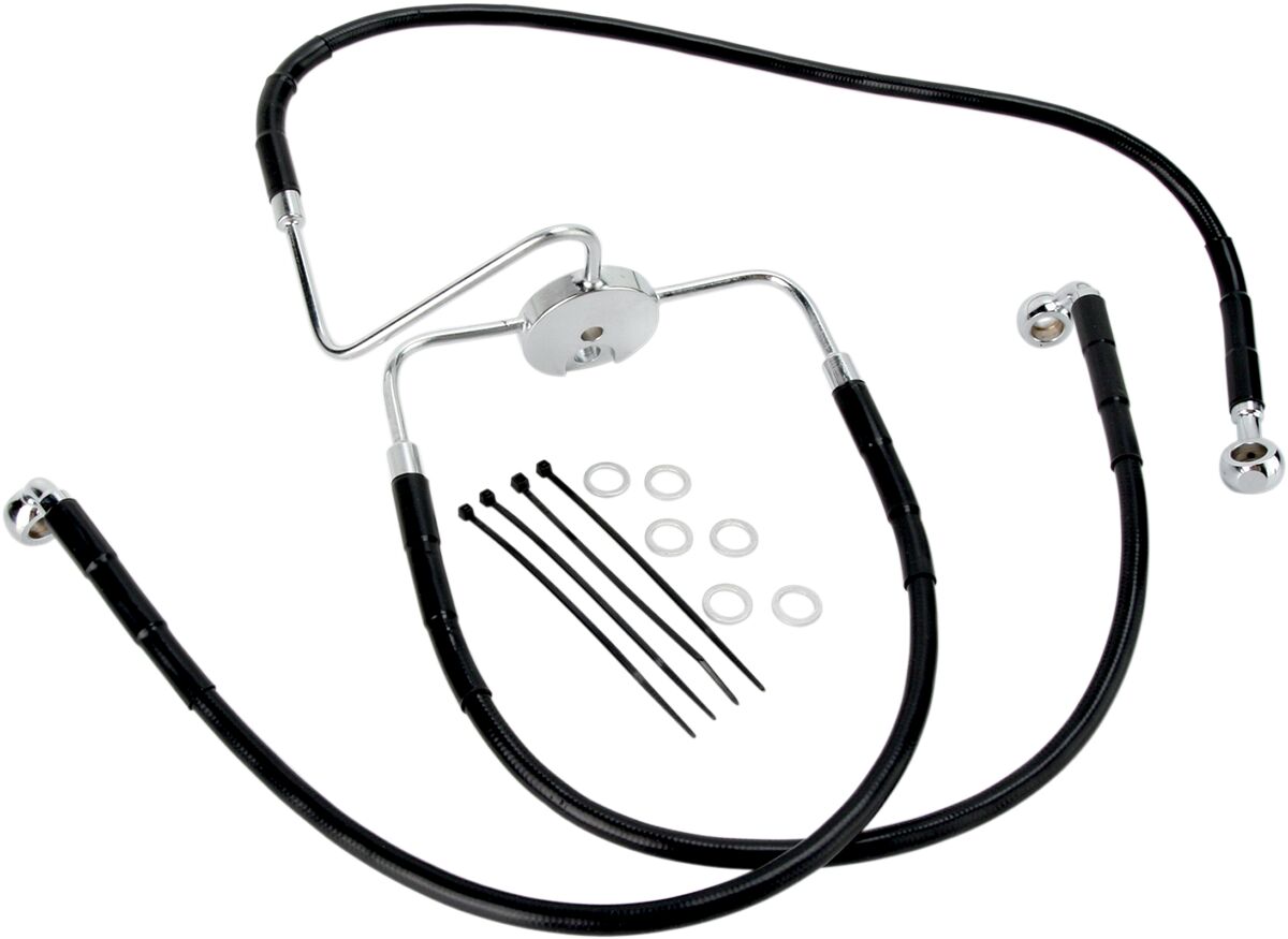Drag Specialties FRONT BRAKE LINE BLACK VINYL COATED STAINLESS STEEL 640116-BLK