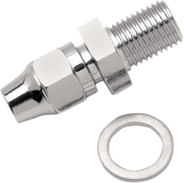 Drag Specialties UNIVERSAL BRAKE LINE FITTING CHROME 3/8"-24 MALE NPT STRAIGHT 342
