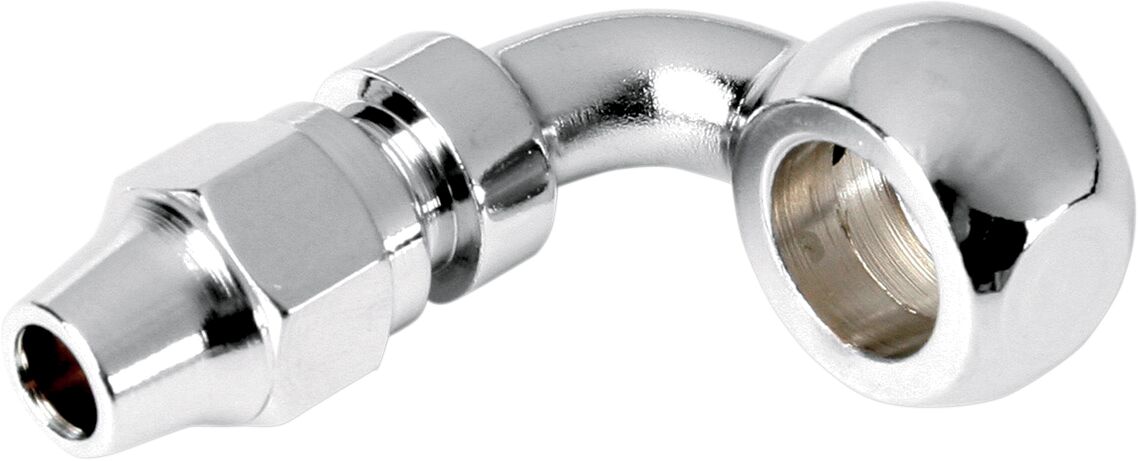 Drag Specialties UNIVERSAL BRAKE LINE FITTING CHROME 3/8"/10MM-BANJO 90° 351