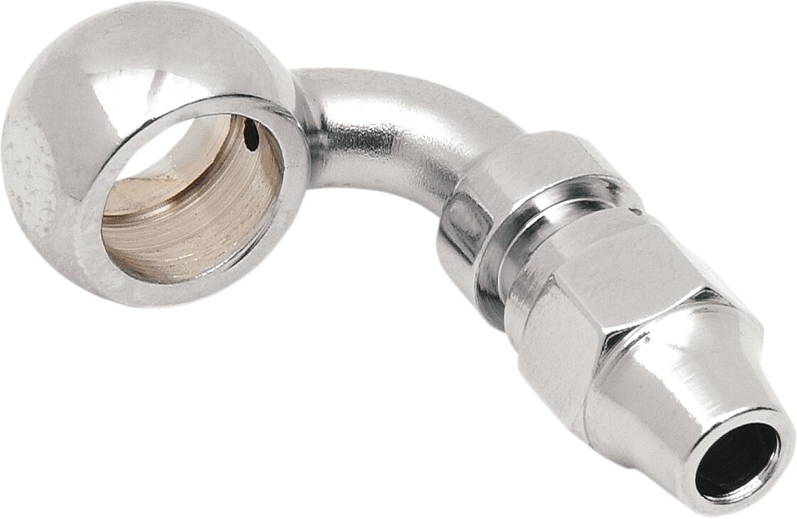 Drag Specialties UNIVERSAL BRAKE LINE FITTING CHROME 7/16"-BANJO 90° 354