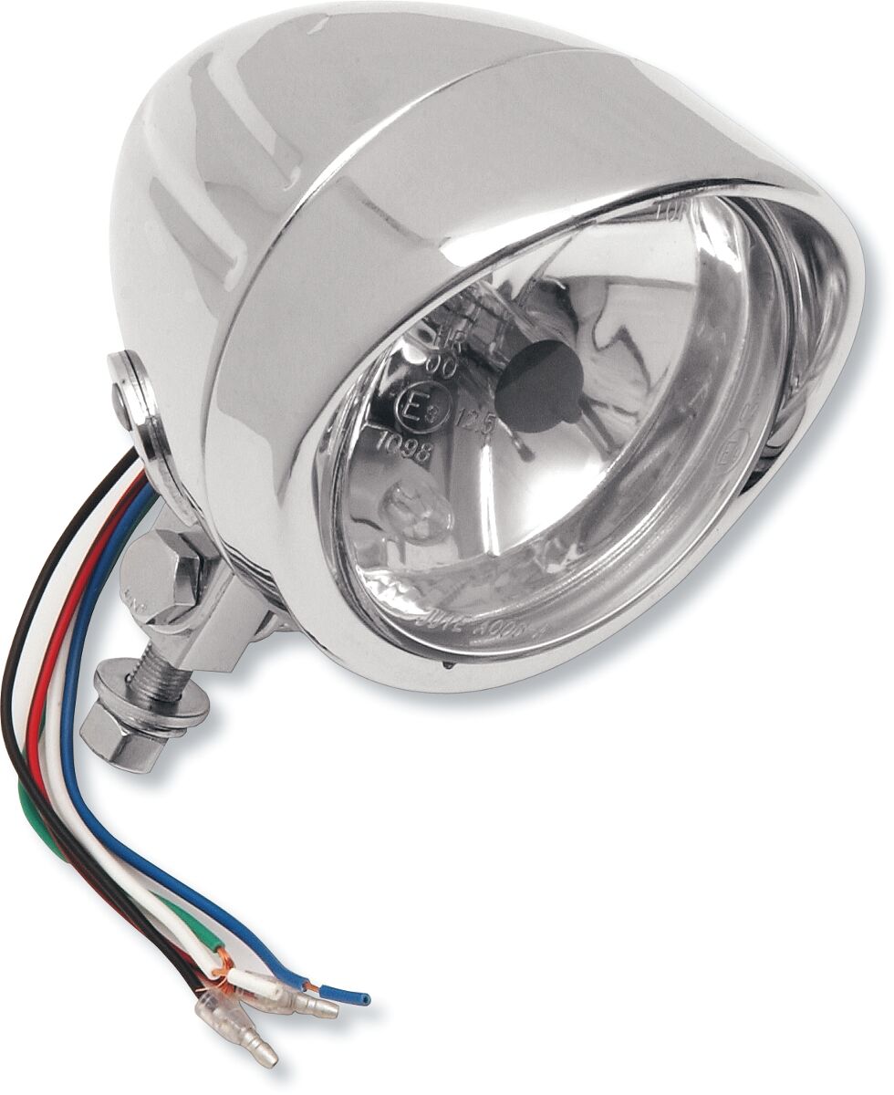 Drag Specialties SPOTLIGHT W/ RUNNING LIGHTS 4.5" GROOVED CLEAR LENSE CHROME 20-6010GD