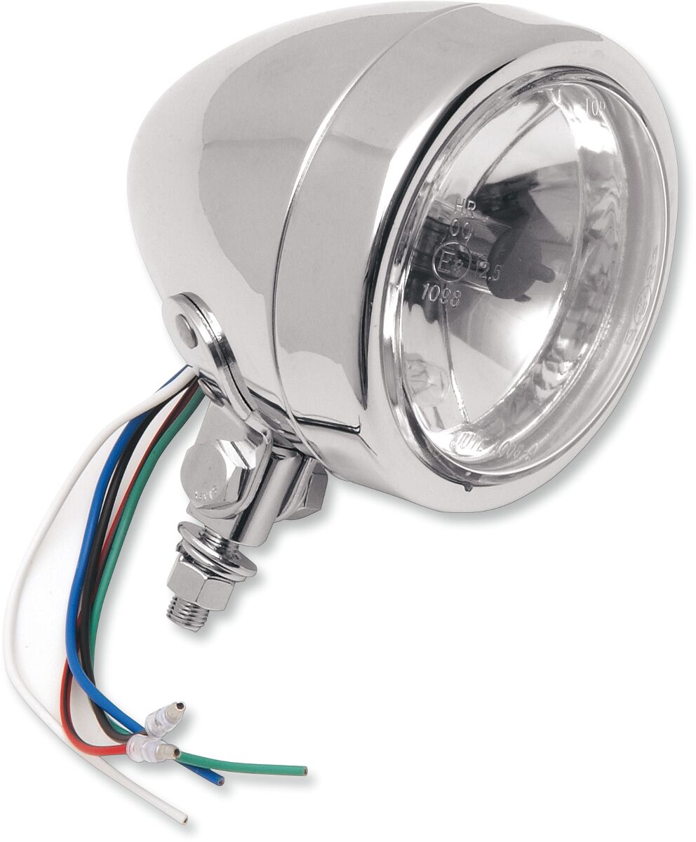 Drag Specialties SPOTLIGHT W/ RUNNING LIGHTS 4.5" PLAIN CLEAR LENSE CHROME 20-6011PA