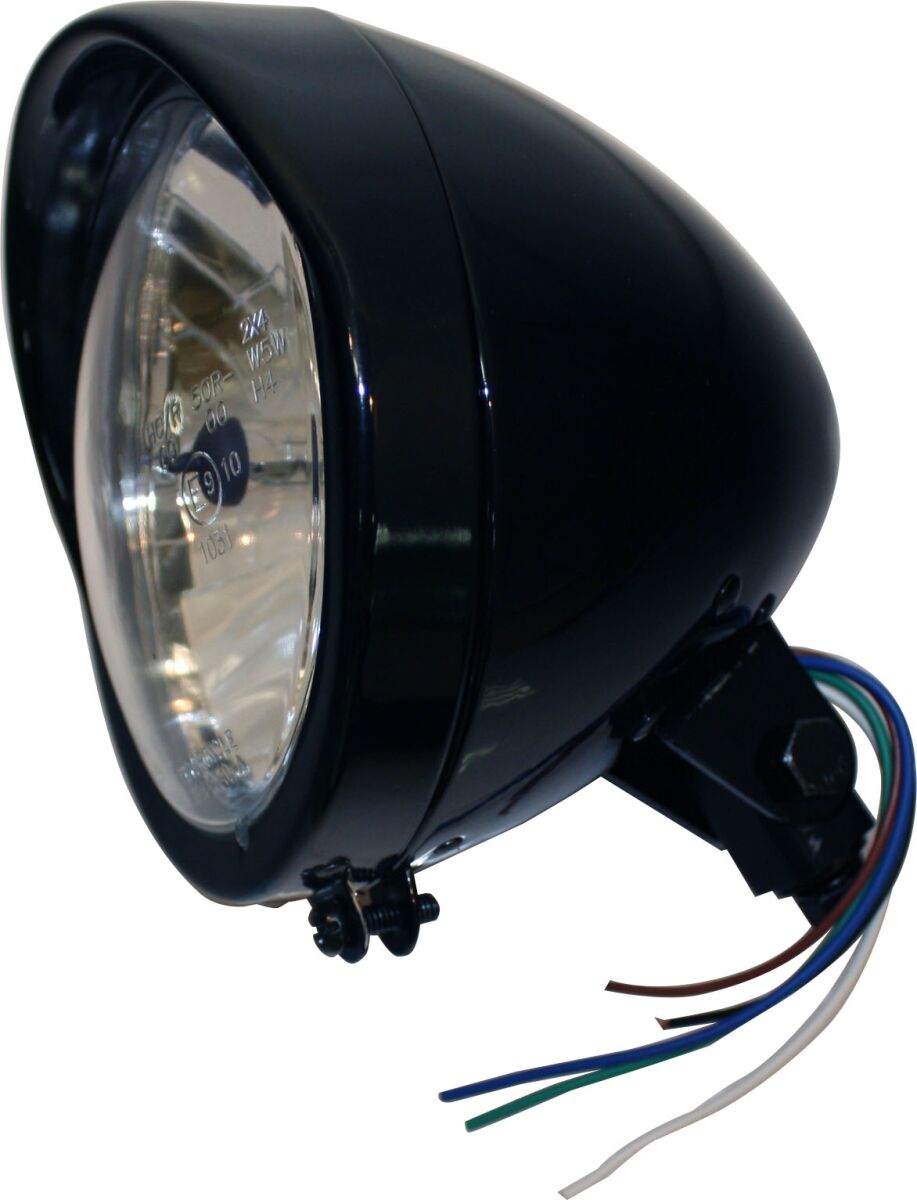 Drag Specialties BLACK 5-3/4" DIAMOND-STYLE BOTTOM-MOUNT HEADLIGHT ASSEMBLY WITH VISOR 20-0444GBE