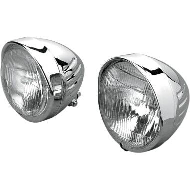 Drag Specialties CHROME CUSTOM 5-3/4" GROOVED SPRINGER-STYLE HEADLIGHT WITH VISOR 20-0335E