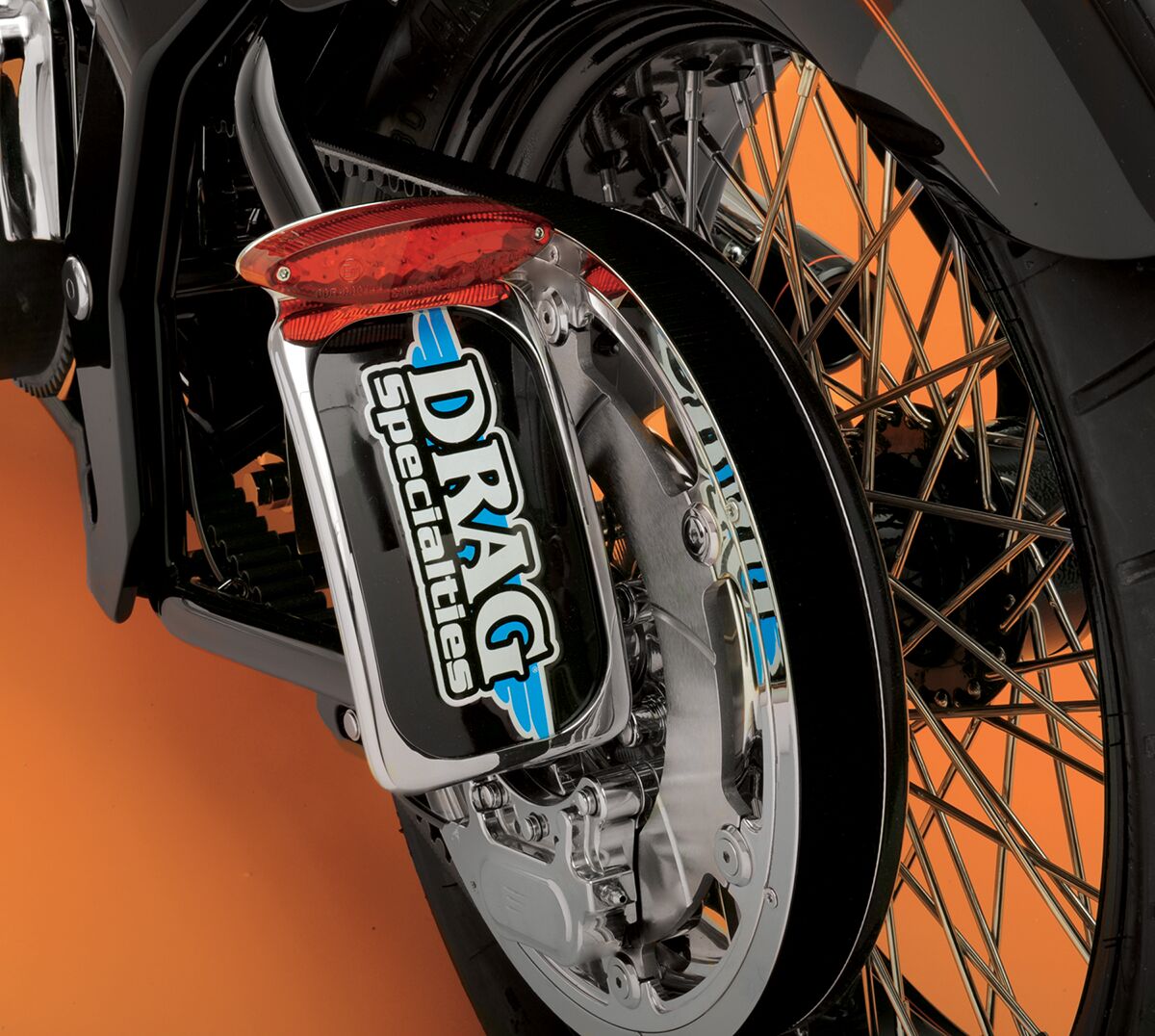 Drag Specialties MINI LED CAT EYE TAILLIGHT W/ LICENSE PLATE MOUNT RED LENS L24-65D9RLEDK