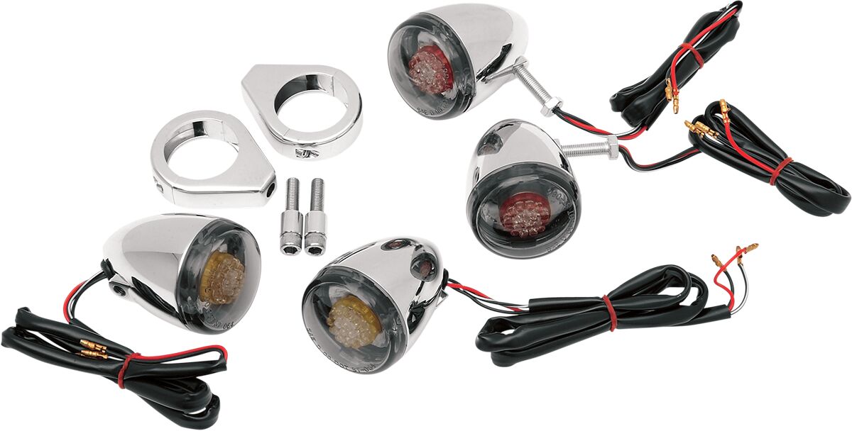 Drag Specialties TURN SIGNAL KIT DEUCE RED/AMBER LED SMOKE LENS 12-0212