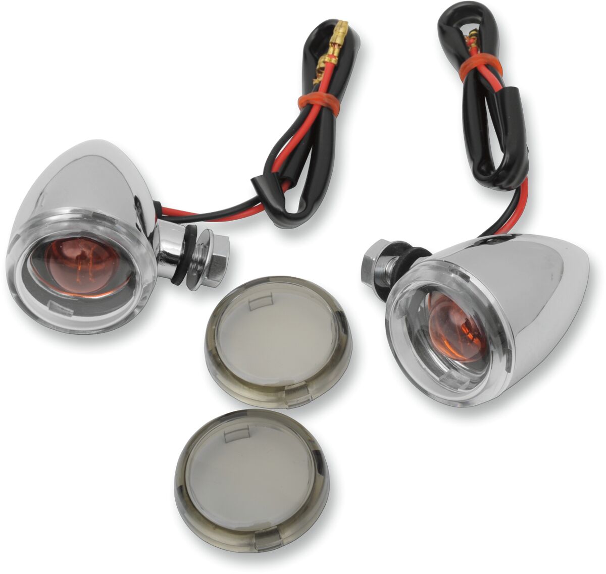 Drag Specialties MINI-DEUCE MARKER LIGHTS BOLT-MOUNT CLEAR/SMOKE LENS CHROME 20-6390C/MH