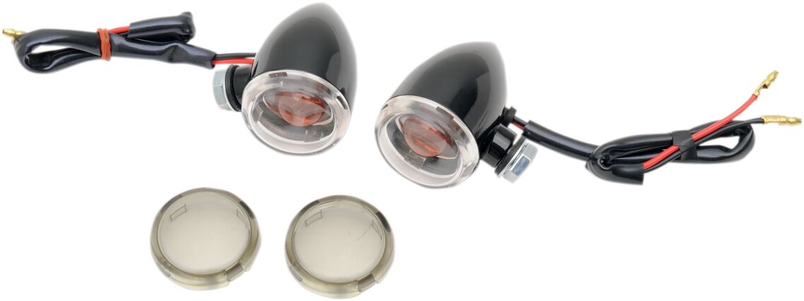 Drag Specialties MINI-DEUCE MARKER LIGHTS BOLT-MOUNT CLEAR/SMOKE LENS BLACK 20-6390BC/MH