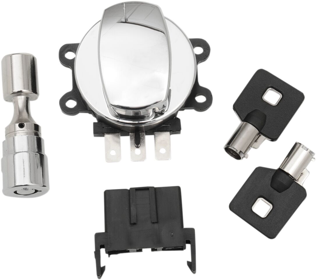 Drag Specialties CHROME SIDE HINGE IGNITION SWITCH WITH FORK LOCK 21-0209K
