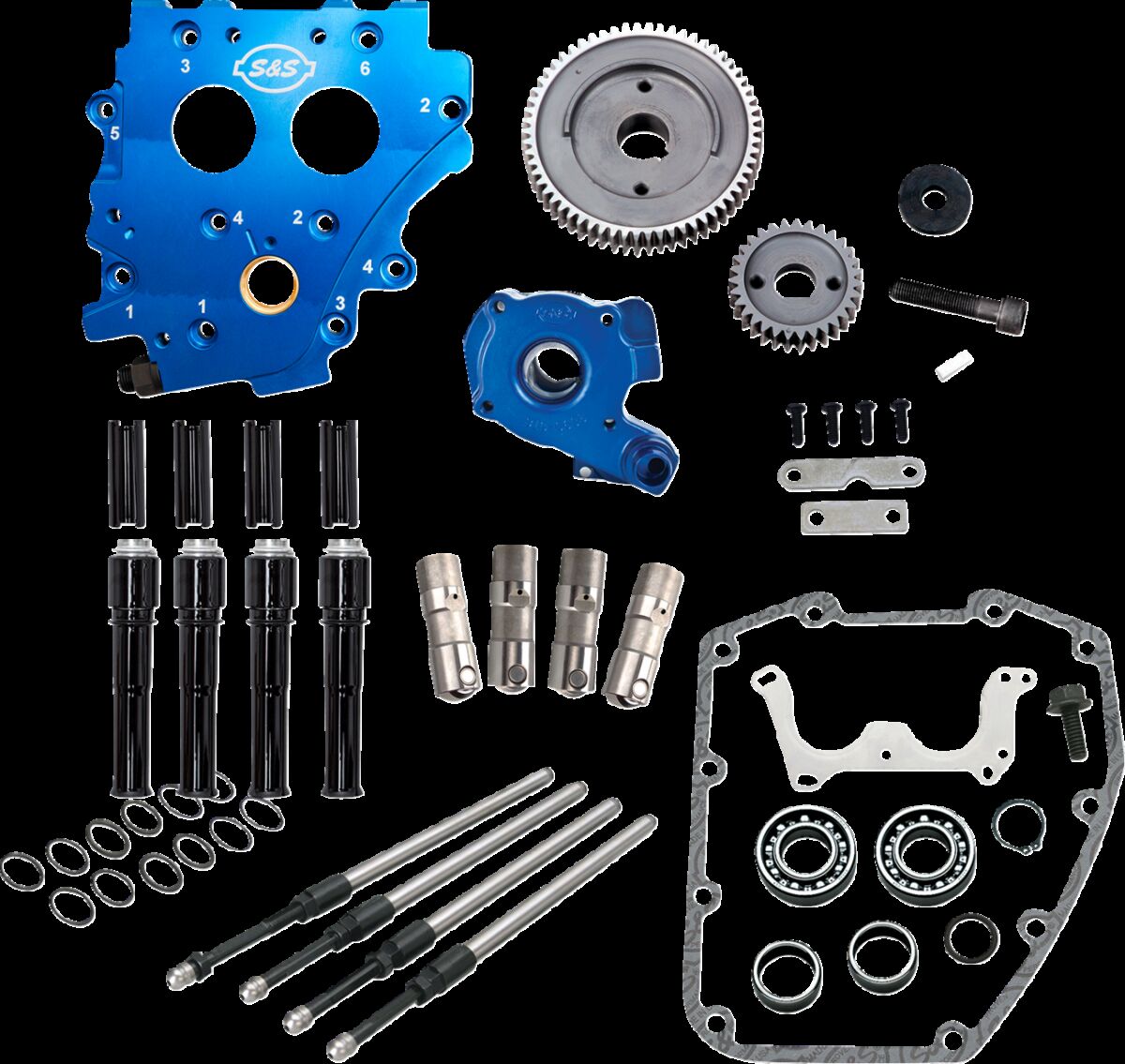 S&S CYCLE Cam Chest Kit w/o Cams Gear drive Oil cooled Blk PR TC 99-06 310-1266