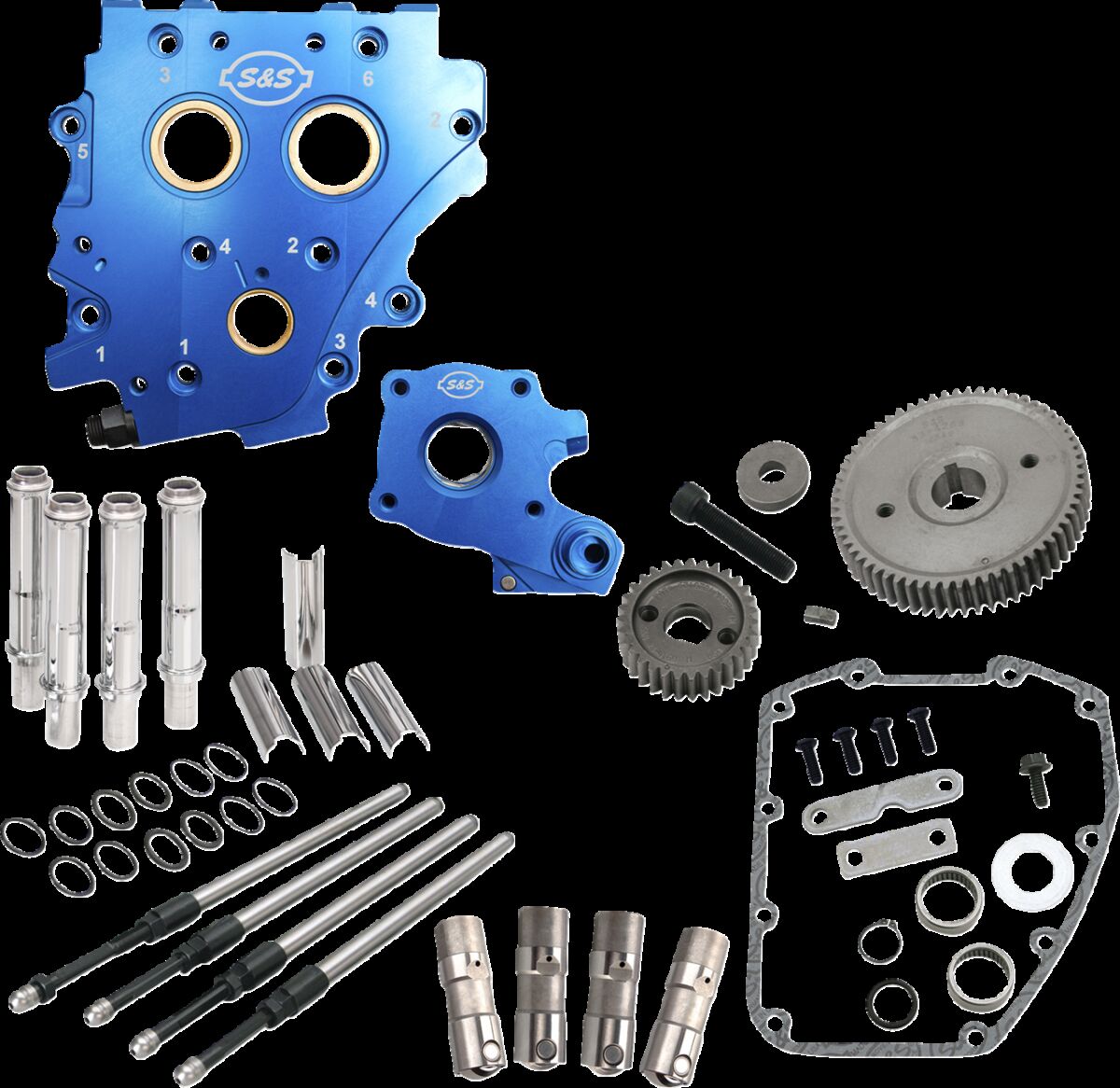 S&S CYCLE Cam Chest Kit w/o Cams Gear drive Wtr cooled Chr PR TC 07-16 310-1269