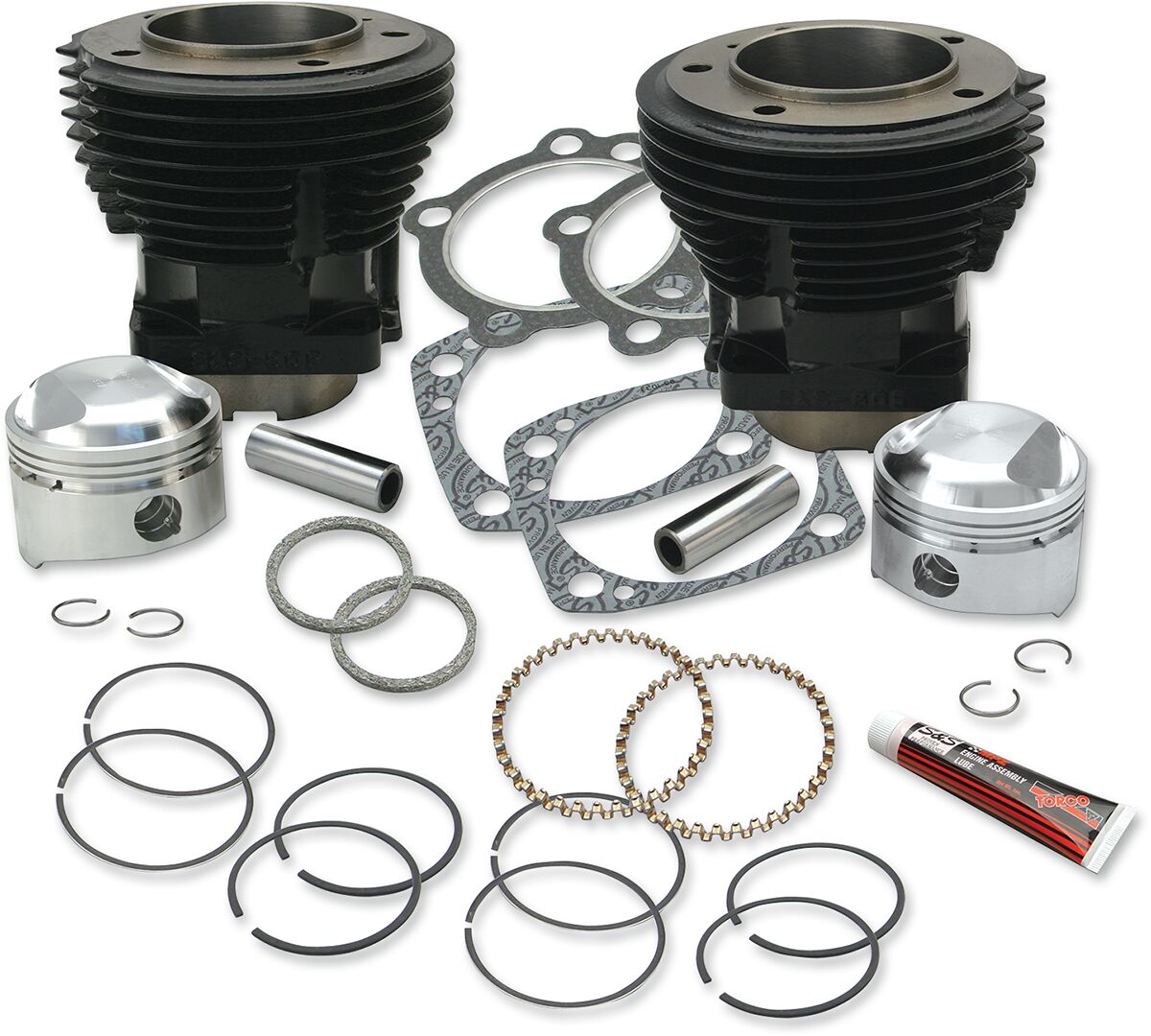 S&S CYCLE CYLINDER AND STANDARD COMPRESSION PISTON KIT 80" 3-1/2" BORE GLOSS BLACK FINISH 91-9024