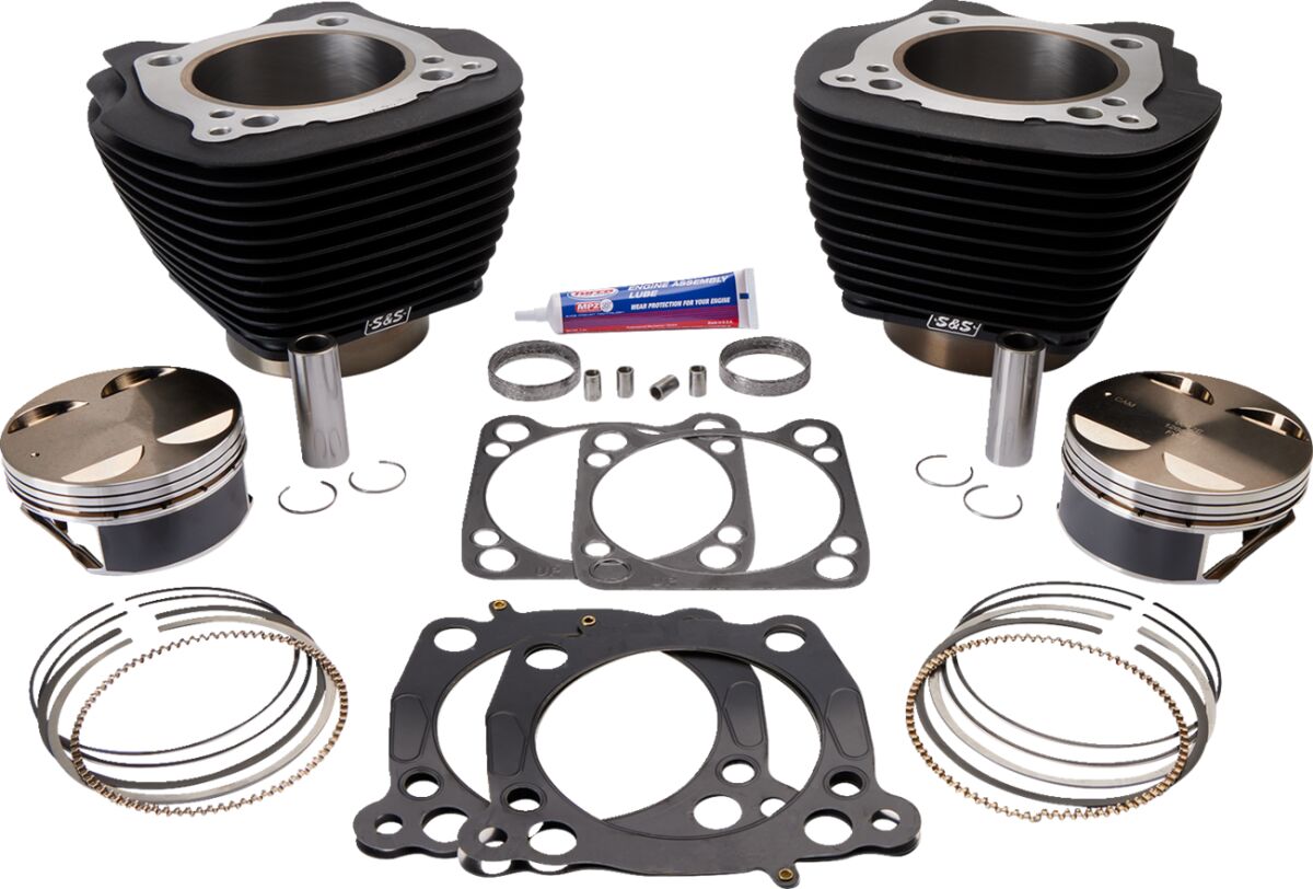 S&S CYCLE CYLINDER KIT 124" BIG BORE W/O HIGHLIGHTED FINS BLACK 910-0681