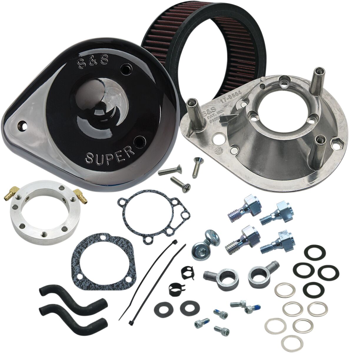 S&S CYCLE AIR CLEANER KIT CLASSIC TEARDROP FOR STOCK CARB/EFI GLOSS BLACK 170-0181A