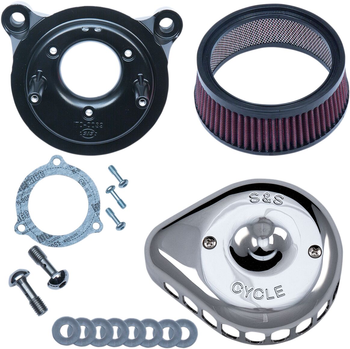 S&S CYCLE AIR CLEANER MINI TEARDROP STEALTH CHROME 170-0437
