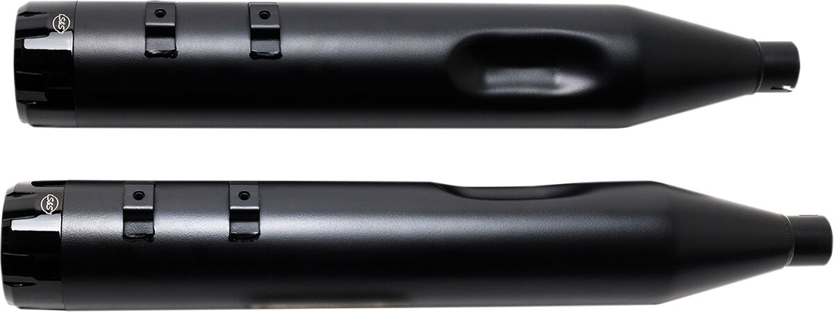 S&S CYCLE MUFFLER 4.5" SLIP-ON MK45 BLACK CONTRAST CUT THRUSTER END CAP-JET-HOT� BLACK BODY FINISH 550-0621