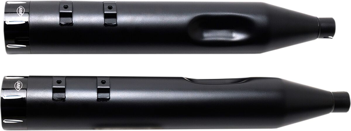 S&S CYCLE MUFFLER 4.5" SLIP-ON MK45 BLACK CONTRAST CUT TRACER END CAP-JET-HOT BLACK BODY FINISH 550-0625