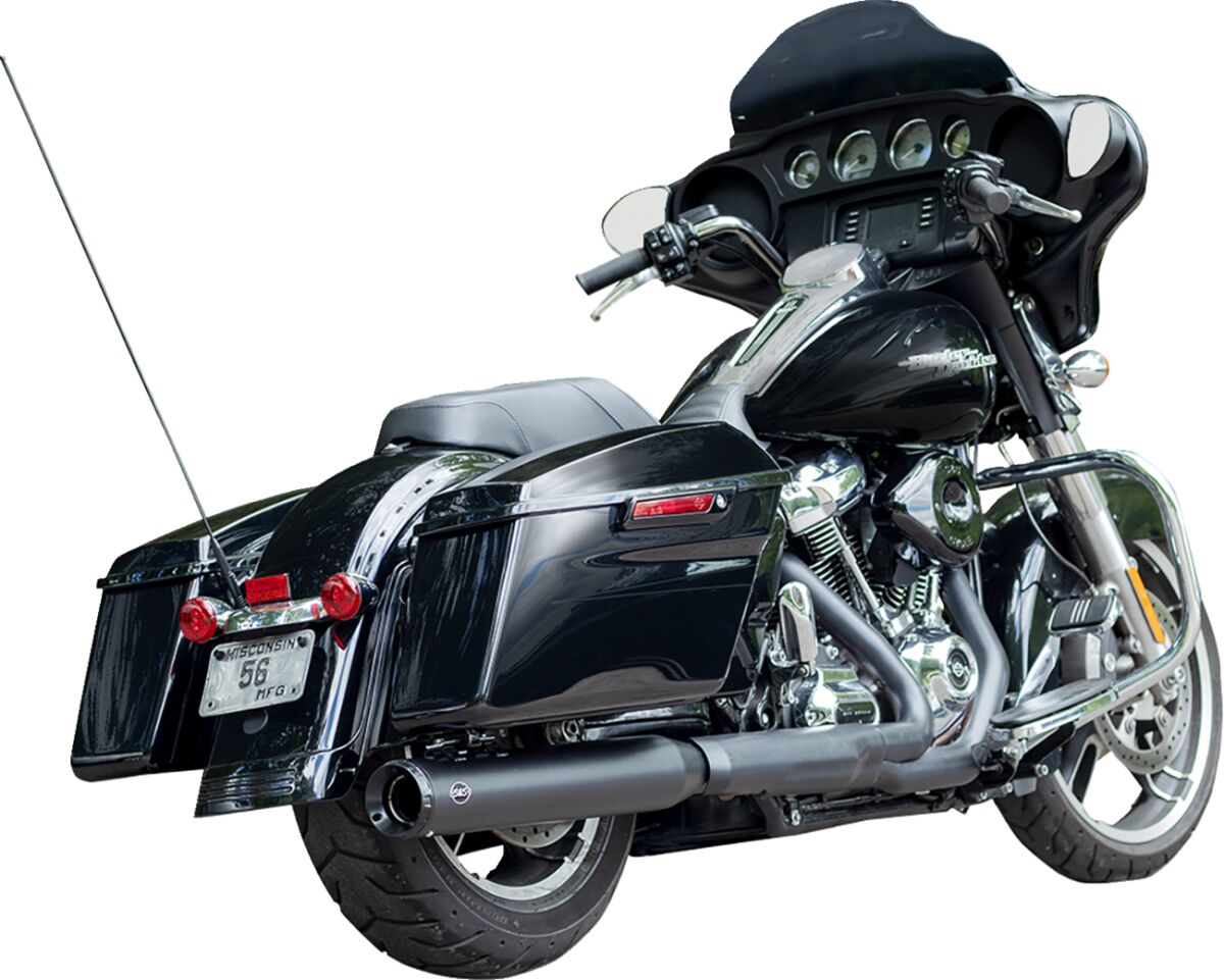 S&S CYCLE MUFFLER KIT 2-1 FOR OEM EU HEADER - 4" - M8 BLACK 550-1163