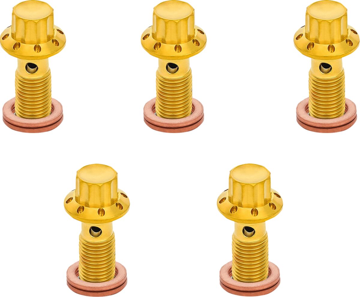 ARLEN NESS BOLT BANJO 5-PK M10x1.25 GOLD 12-PT SINGLE F/R MC SOFTAIL 300-862