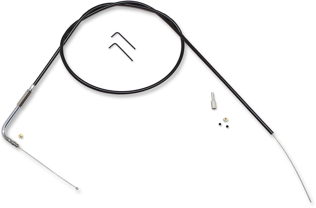 MAGNUM SHIELDING THROTTLE CABLE BUILD YOUR OWN (BYO) BLACK VINYL W/BLACK CHROME FITTINGS 493629