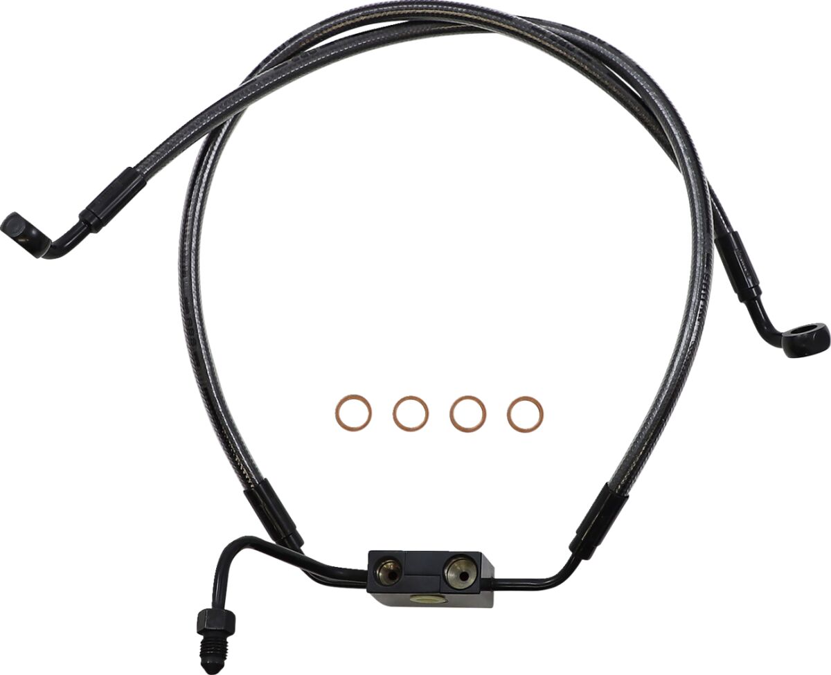 MAGNUM SHIELDING BRAKE LINE FRONT LOWER DUAL DISC ABS DESIGNER CHROME BLACK AS47006