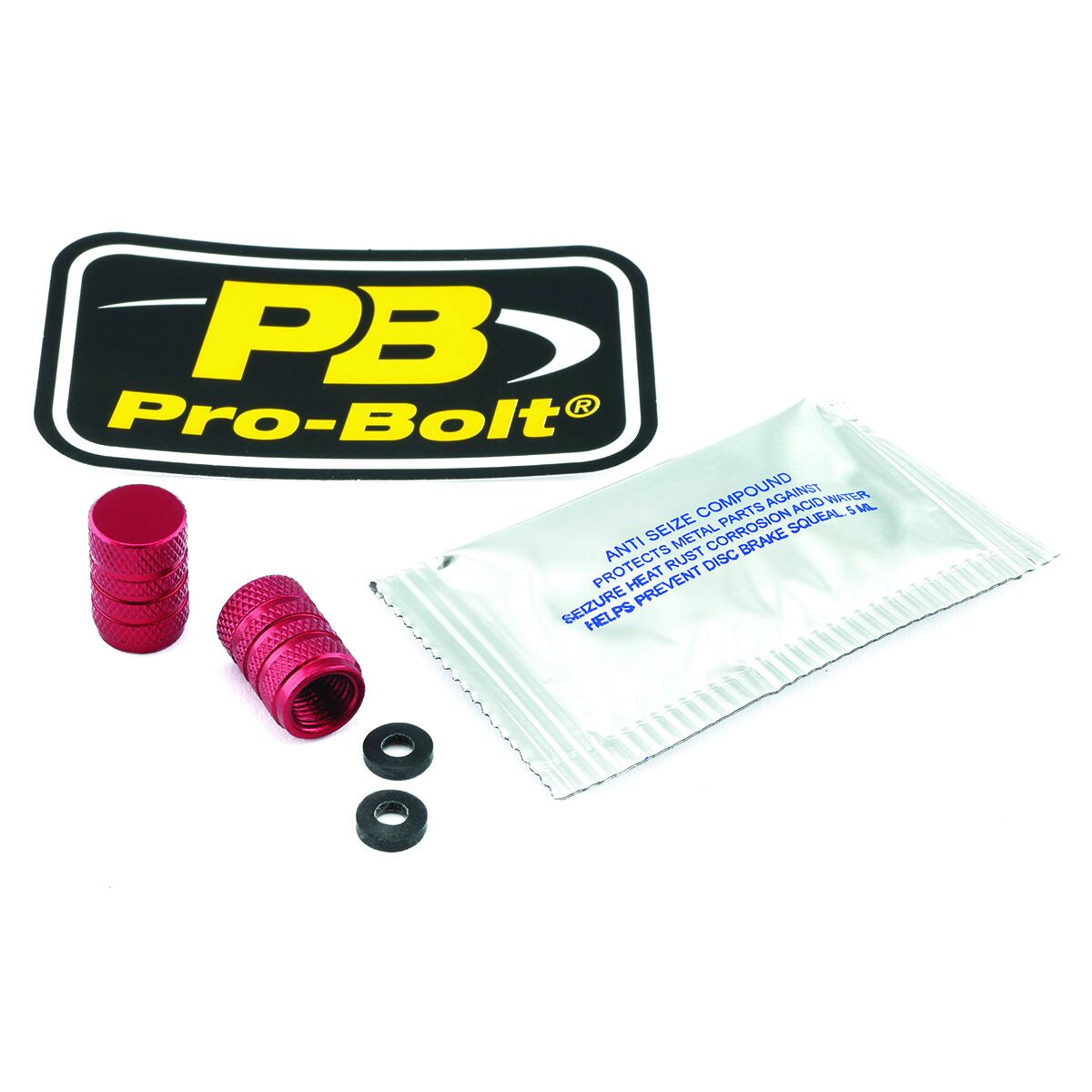 PRO BOLT Aluminium Valve Dust Cap Pack x2 Red 2DCAP10R