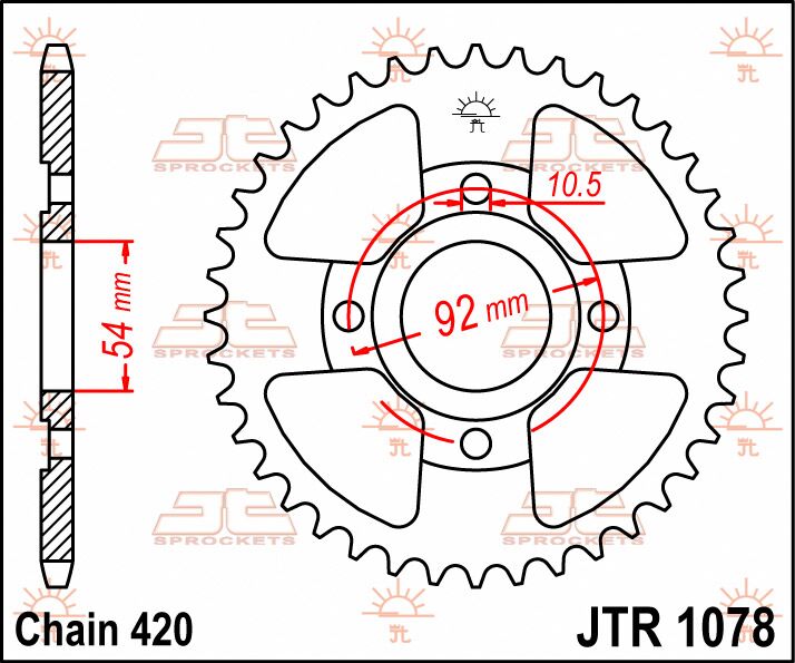 JT SPROCKETS JTR1078.47 REAR REPLACEMENT SPROCKET 47 TEETH 420 PITCH NATURAL STEEL JTR1078.47