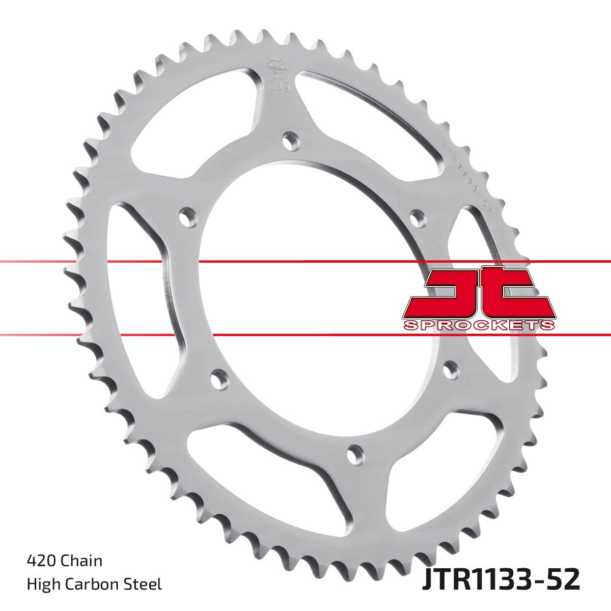 JT SPROCKETS JTR1133.52 REAR REPLACEMENT SPROCKET 52 TEETH 420 PITCH NATURAL STEEL JTR1133.52