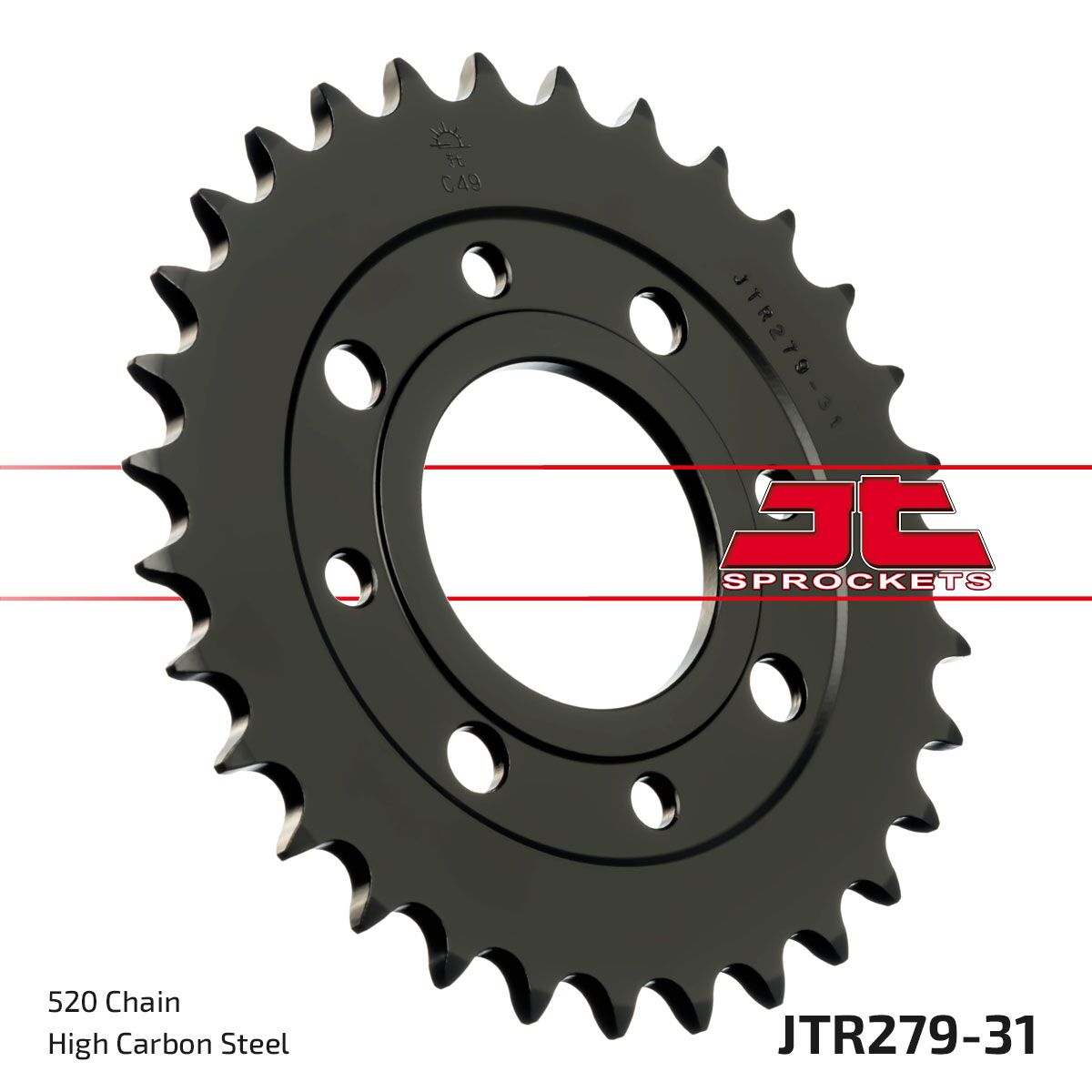 JT SPROCKETS JTR279.31 REAR REPLACEMENT SPROCKET 31 TEETH 520 PITCH NATURAL STEEL JTR279.31