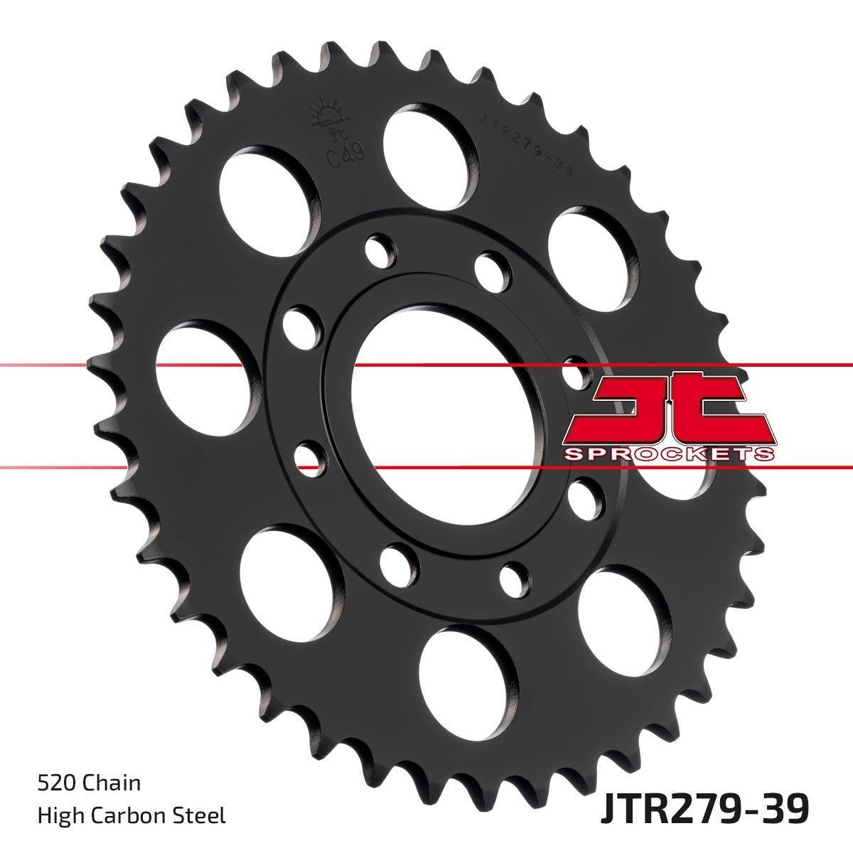 JT SPROCKETS JTR279.39 REAR REPLACEMENT SPROCKET 39 TEETH 520 PITCH NATURAL STEEL JTR279.39