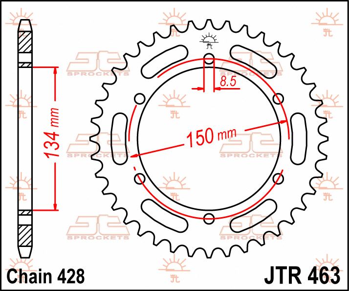 JT SPROCKETS JTR463.48 REAR REPLACEMENT SPROCKET 48 TEETH 428 PITCH NATURAL STEEL JTR463.48