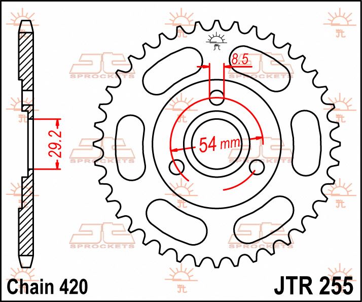 JT SPROCKETS JTR255.35 REAR REPLACEMENT SPROCKET 35 TEETH 420 PITCH NATURAL C49 HIGH CARBON STEEL JTR255.35