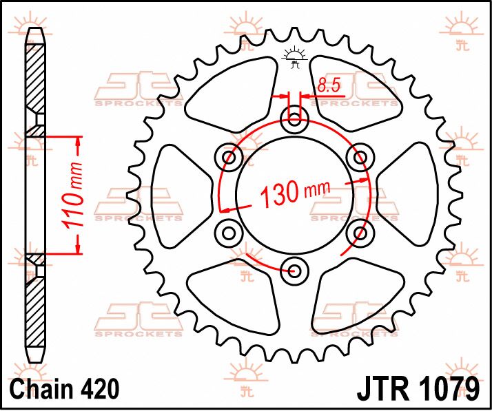 JT SPROCKETS JTR1079.62 REAR REPLACEMENT SPROCKET 62 TEETH 420 PITCH NATURAL C49 HIGH CARBON STEEL JTR1079.62