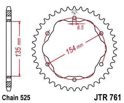 JT SPROCKETS JTR761.39 REAR REPLACEMENT SPROCKET 39 TEETH 525 PITCH NATURAL / JTR761.39
