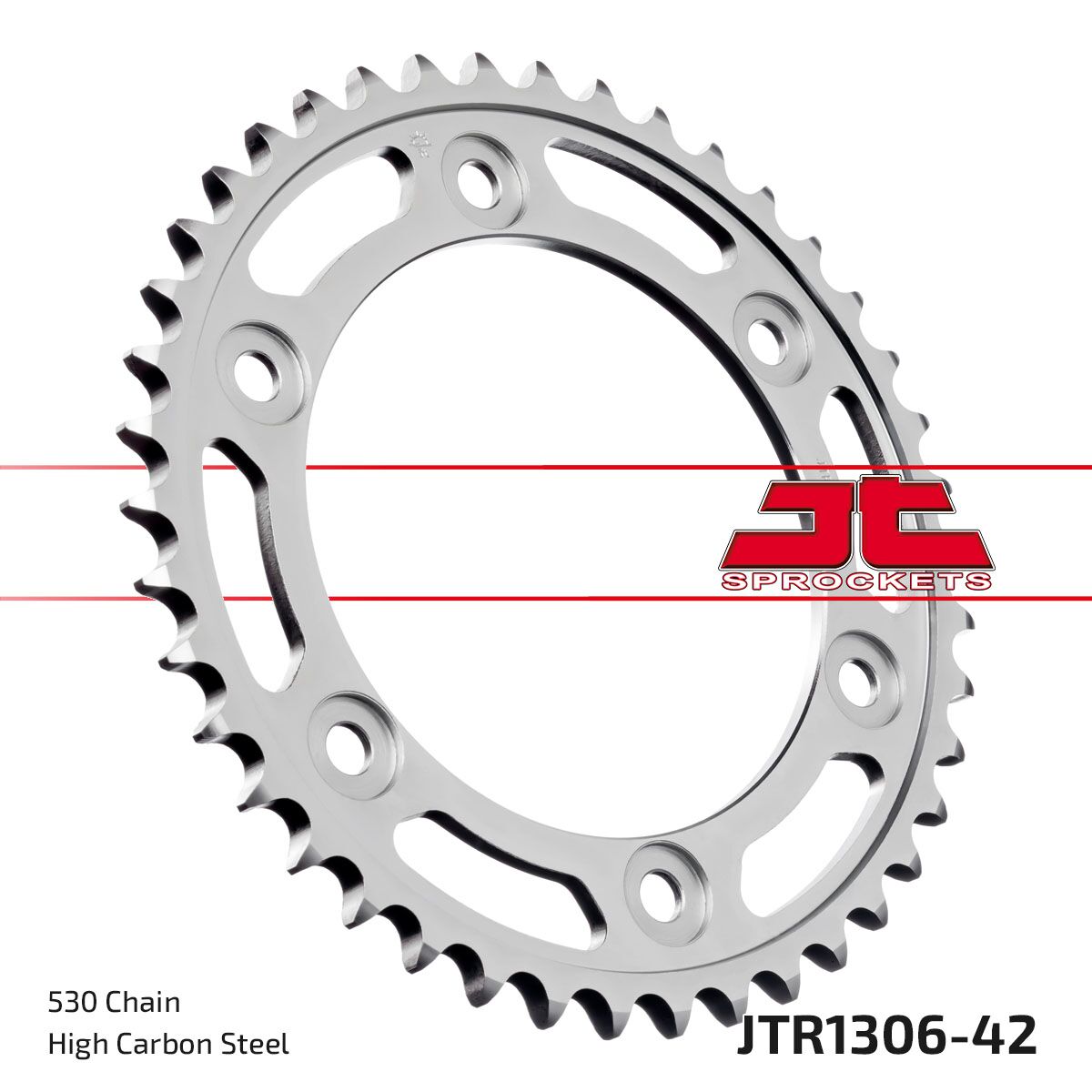JT SPROCKETS JTR1306.42ZBK REAR REPLACEMENT SPROCKET 42 TEETH 530 PITCH NATURAL C49 HIGH CARBON STEEL JTR1306.42ZBK