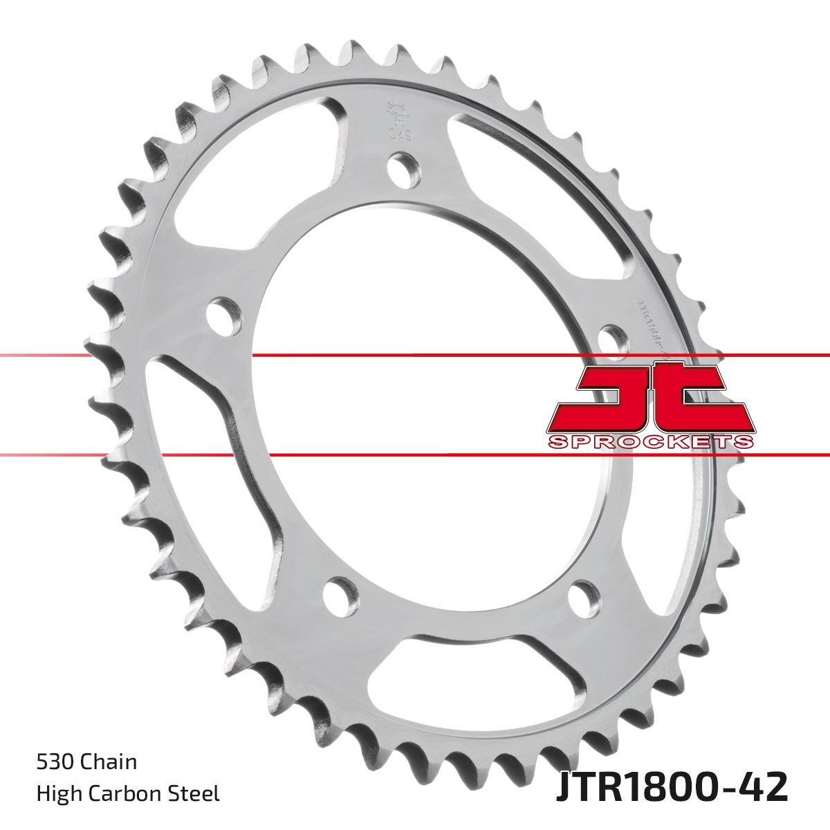 JT SPROCKETS JTR1800.42ZBK REAR REPLACEMENT SPROCKET 42 TEETH 50 PITCH NATURAL C49 HIGH CARBON STEEL JTR1800.42ZBK