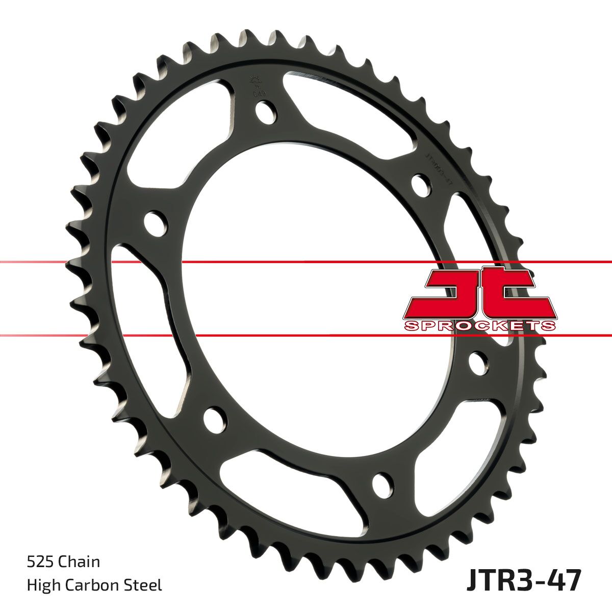 JT SPROCKETS JTR3.47ZBK REAR REPLACEMENT SPROCKET 47 TEETH 525 PITCH BLACK C49 HIGH CARBON STEEL JTR3.47ZBK