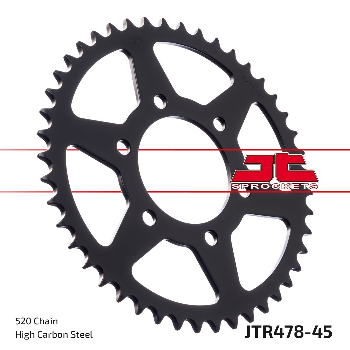 JT SPROCKETS JTR478.45ZBK REAR LIGHTWEIGHT SPROCKET 45 TEETH 520 PITCH NATURAL 7075-T6 ALUMINIUM ALLOY JTR478.45ZBK