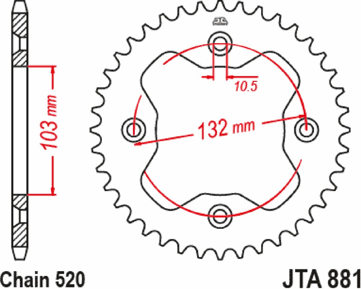 JT SPROCKETS SPROCKET RL 520 38T ORG JTA881.38ORG