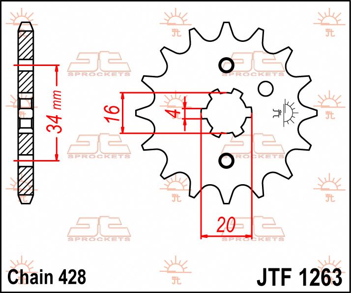 JT SPROCKETS JTF1263.17 FRONT REPLACEMENT SPROCKET 17 TEETH 428 PITCH NATURAL CHROMOLY STEEL ALLOY JTF1263.17