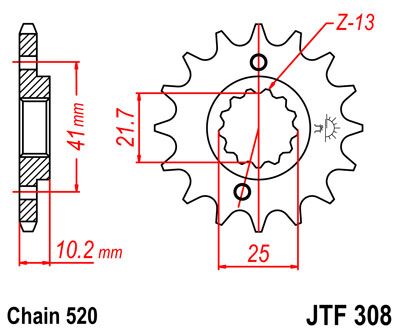 JT SPROCKETS JTF308.16 FRONT REPLACEMENT SPROCKET 16 TEETH 520 PITCH NATURAL SCM420 CHROMOLY STEEL ALLOY JTF308.16